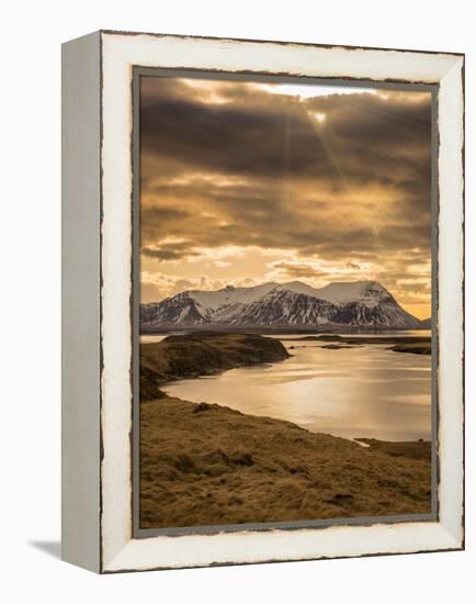 Sunset over Mountains and Fjord, Snaefellsnes Peninsula, Iceland-Ragnar Th Sigurdsson-Framed Premier Image Canvas