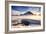 Sunset over mountains at Bow Lake in Banff, Canada during the winter with snow and blue skies-David Chang-Framed Photographic Print