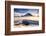 Sunset over mountains at Bow Lake in Banff, Canada during the winter with snow and blue skies-David Chang-Framed Photographic Print