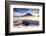 Sunset over mountains at Bow Lake in Banff, Canada during the winter with snow and blue skies-David Chang-Framed Photographic Print