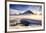 Sunset over mountains at Bow Lake in Banff, Canada during the winter with snow and blue skies-David Chang-Framed Premium Photographic Print