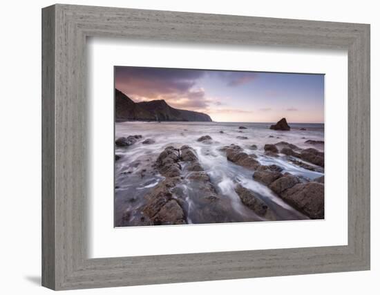 Sunset over Mouthmill Beach on the North Devon coast, Devon, England, United Kingdom, Europe-Adam Burton-Framed Photographic Print