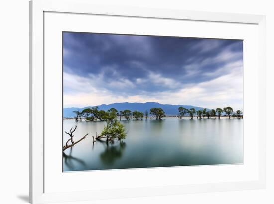 Sunset over one of the many lakes in the village of Heqing in Yunnan, China-ClickAlps-Framed Photographic Print