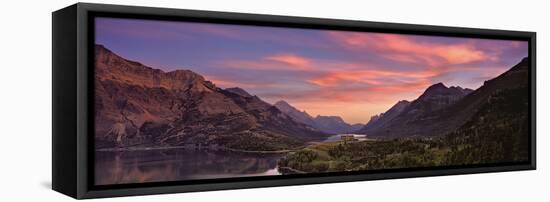 Sunset over Prince of Wales Hotel in Waterton Lakes National Park, Alberta, Canada-Panoramic Images-Framed Premier Image Canvas