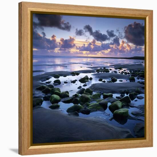 Sunset over Rock Pool, Strandhill, County Sligo, Connacht, Republic of Ireland, Europe-Stuart Black-Framed Premier Image Canvas