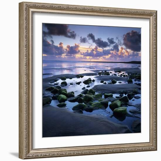 Sunset over Rock Pool, Strandhill, County Sligo, Connacht, Republic of Ireland, Europe-Stuart Black-Framed Photographic Print