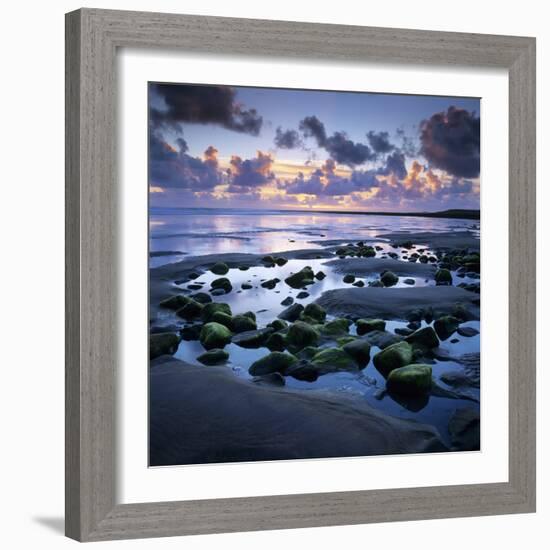 Sunset over Rock Pool, Strandhill, County Sligo, Connacht, Republic of Ireland, Europe-Stuart Black-Framed Photographic Print