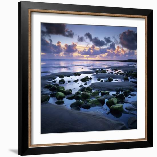 Sunset over Rock Pool, Strandhill, County Sligo, Connacht, Republic of Ireland, Europe-Stuart Black-Framed Photographic Print