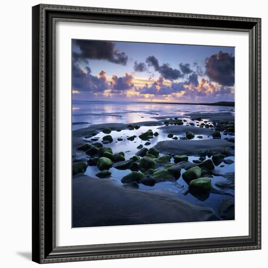 Sunset over Rock Pool, Strandhill, County Sligo, Connacht, Republic of Ireland, Europe-Stuart Black-Framed Photographic Print