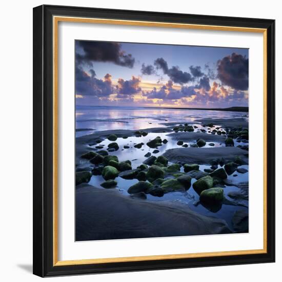 Sunset over Rock Pool, Strandhill, County Sligo, Connacht, Republic of Ireland, Europe-Stuart Black-Framed Photographic Print