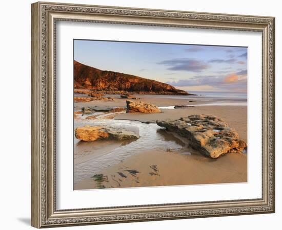 Sunset over Rocks with Flowing Water at Dunraven Bay, Southerndown, Wales-Chris Hepburn-Framed Photographic Print