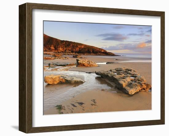 Sunset over Rocks with Flowing Water at Dunraven Bay, Southerndown, Wales-Chris Hepburn-Framed Photographic Print