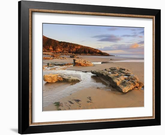 Sunset over Rocks with Flowing Water at Dunraven Bay, Southerndown, Wales-Chris Hepburn-Framed Photographic Print