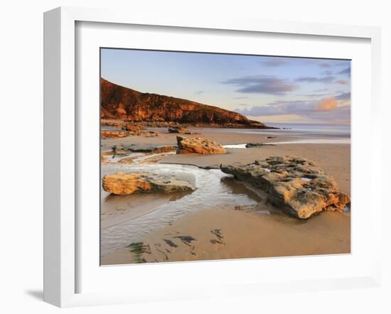 Sunset over Rocks with Flowing Water at Dunraven Bay, Southerndown, Wales-Chris Hepburn-Framed Photographic Print