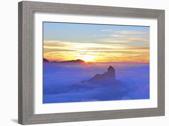 Sunset over Roque Bentayga, Gran Canaria, Canary Islands, Spain, Atlantic Ocean, Europe-Neil Farrin-Framed Photographic Print