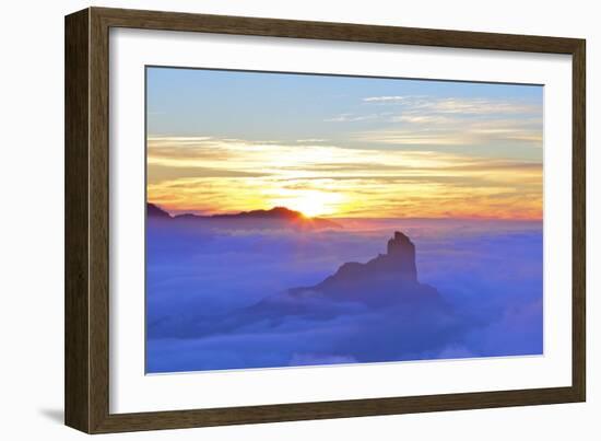 Sunset over Roque Bentayga, Gran Canaria, Canary Islands, Spain, Atlantic Ocean, Europe-Neil Farrin-Framed Photographic Print