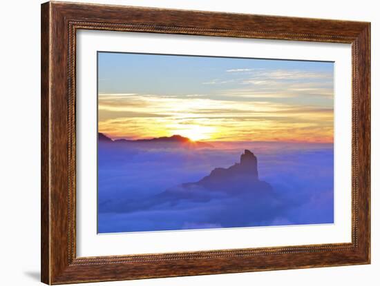 Sunset over Roque Bentayga, Gran Canaria, Canary Islands, Spain, Atlantic Ocean, Europe-Neil Farrin-Framed Photographic Print