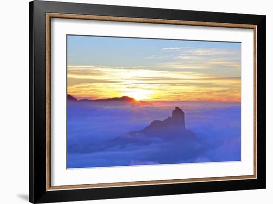 Sunset over Roque Bentayga, Gran Canaria, Canary Islands, Spain, Atlantic Ocean, Europe-Neil Farrin-Framed Photographic Print