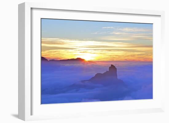 Sunset over Roque Bentayga, Gran Canaria, Canary Islands, Spain, Atlantic Ocean, Europe-Neil Farrin-Framed Photographic Print