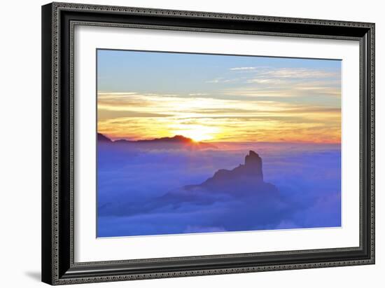 Sunset over Roque Bentayga, Gran Canaria, Canary Islands, Spain, Atlantic Ocean, Europe-Neil Farrin-Framed Photographic Print