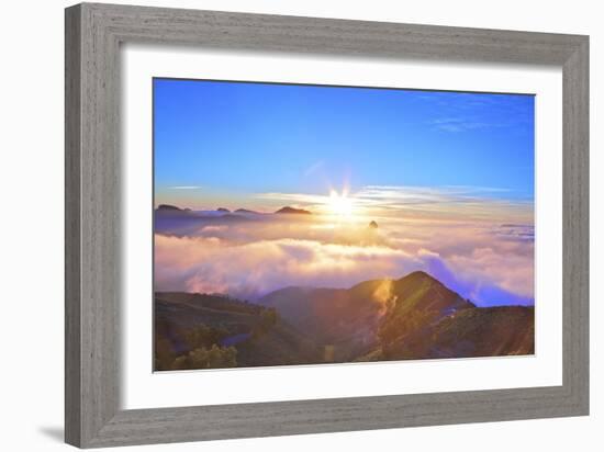 Sunset over Roque Bentayga, Gran Canaria, Canary Islands, Spain, Atlantic Ocean, Europe-Neil Farrin-Framed Photographic Print