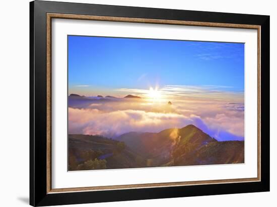 Sunset over Roque Bentayga, Gran Canaria, Canary Islands, Spain, Atlantic Ocean, Europe-Neil Farrin-Framed Photographic Print