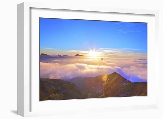 Sunset over Roque Bentayga, Gran Canaria, Canary Islands, Spain, Atlantic Ocean, Europe-Neil Farrin-Framed Photographic Print