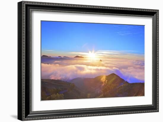 Sunset over Roque Bentayga, Gran Canaria, Canary Islands, Spain, Atlantic Ocean, Europe-Neil Farrin-Framed Photographic Print