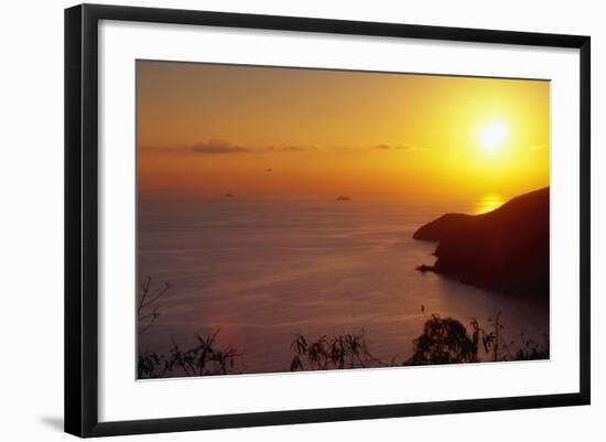 Sunset over Saint Thomas US Virgin Islands-George Oze-Framed Photographic Print