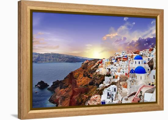 Sunset over Santorini-Maugli-l-Framed Premier Image Canvas