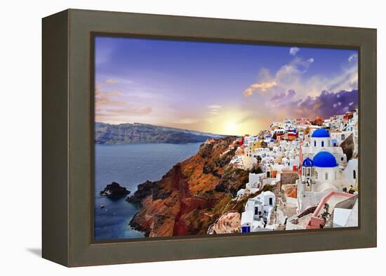 Sunset over Santorini-Maugli-l-Framed Premier Image Canvas