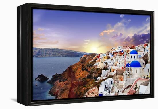 Sunset over Santorini-Maugli-l-Framed Premier Image Canvas