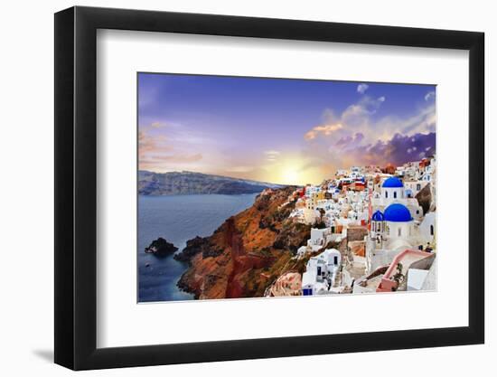 Sunset over Santorini-Maugli-l-Framed Photographic Print