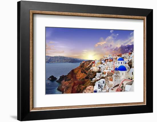 Sunset over Santorini-Maugli-l-Framed Photographic Print