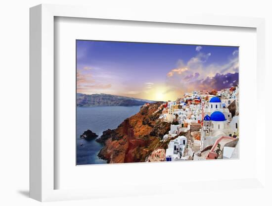 Sunset over Santorini-Maugli-l-Framed Photographic Print