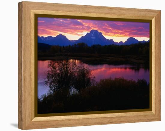 Sunset Over Snake River, Oxbow Bend, Grand Teton National Park, USA-Carol Polich-Framed Premier Image Canvas