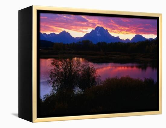 Sunset Over Snake River, Oxbow Bend, Grand Teton National Park, USA-Carol Polich-Framed Premier Image Canvas