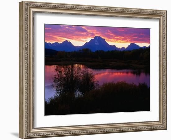 Sunset Over Snake River, Oxbow Bend, Grand Teton National Park, USA-Carol Polich-Framed Photographic Print