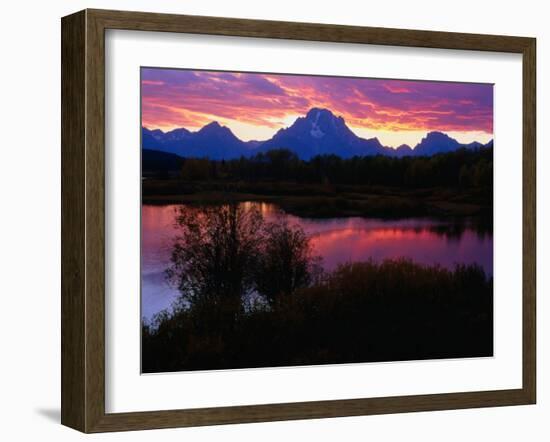 Sunset Over Snake River, Oxbow Bend, Grand Teton National Park, USA-Carol Polich-Framed Photographic Print