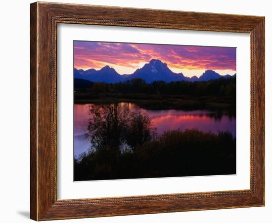 Sunset Over Snake River, Oxbow Bend, Grand Teton National Park, USA-Carol Polich-Framed Photographic Print