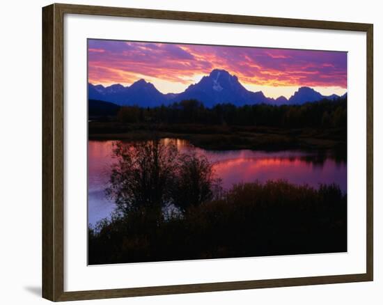 Sunset Over Snake River, Oxbow Bend, Grand Teton National Park, USA-Carol Polich-Framed Photographic Print