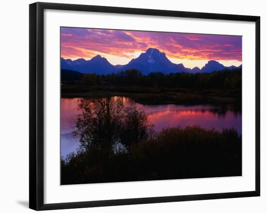 Sunset Over Snake River, Oxbow Bend, Grand Teton National Park, USA-Carol Polich-Framed Photographic Print