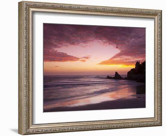 Sunset over Surfers, Biarritz, Pyrenees Atlantiques, Aquitaine, France-Doug Pearson-Framed Photographic Print