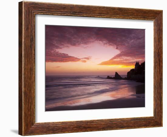 Sunset over Surfers, Biarritz, Pyrenees Atlantiques, Aquitaine, France-Doug Pearson-Framed Photographic Print