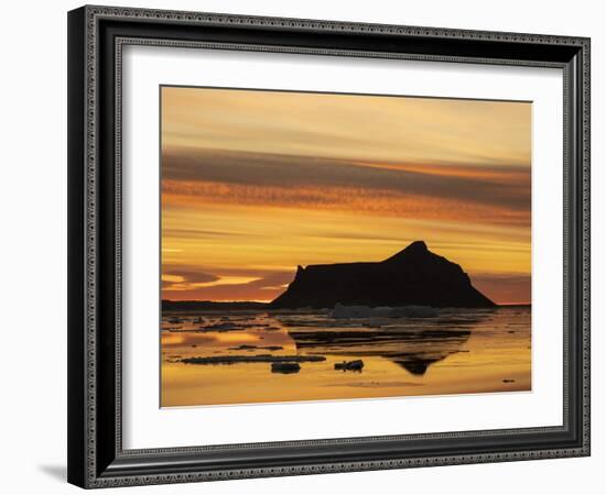 Sunset over tabular and glacial ice near Snow Hill Island, Weddell Sea, Antarctica-Michael Nolan-Framed Photographic Print