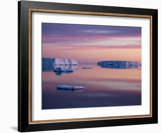 Sunset over tabular and glacial ice near Snow Hill Island, Weddell Sea, Antarctica-Michael Nolan-Framed Photographic Print