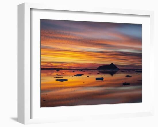 Sunset over tabular and glacial ice near Snow Hill Island, Weddell Sea, Antarctica-Michael Nolan-Framed Photographic Print