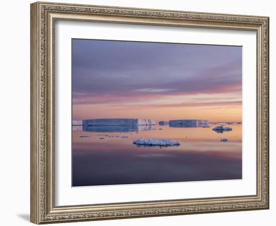 Sunset over tabular and glacial ice near Snow Hill Island, Weddell Sea, Antarctica-Michael Nolan-Framed Photographic Print