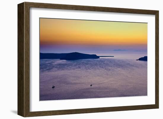 Sunset Over the Aegean Sea in Santorini Greece-null-Framed Photo