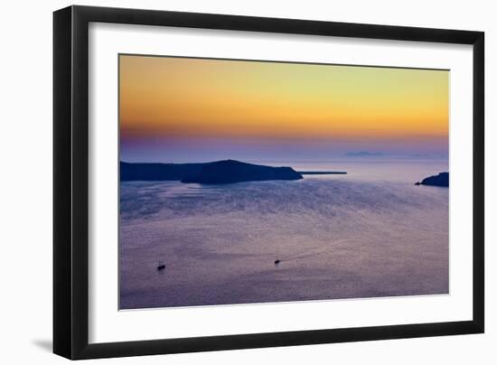 Sunset Over the Aegean Sea in Santorini Greece-null-Framed Photo